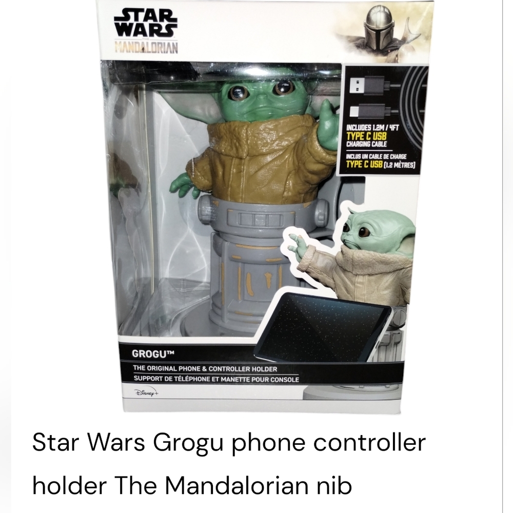Disney Star Wars Grogu The Mandalorian Phone Controller Holder Cable Guys Nib